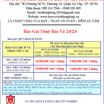 Giá Thuê Bảo Vệ 24/24: Giải Pháp An Toàn Toàn Diện Cho Mọi Nhà Và Doanh Nghiệp