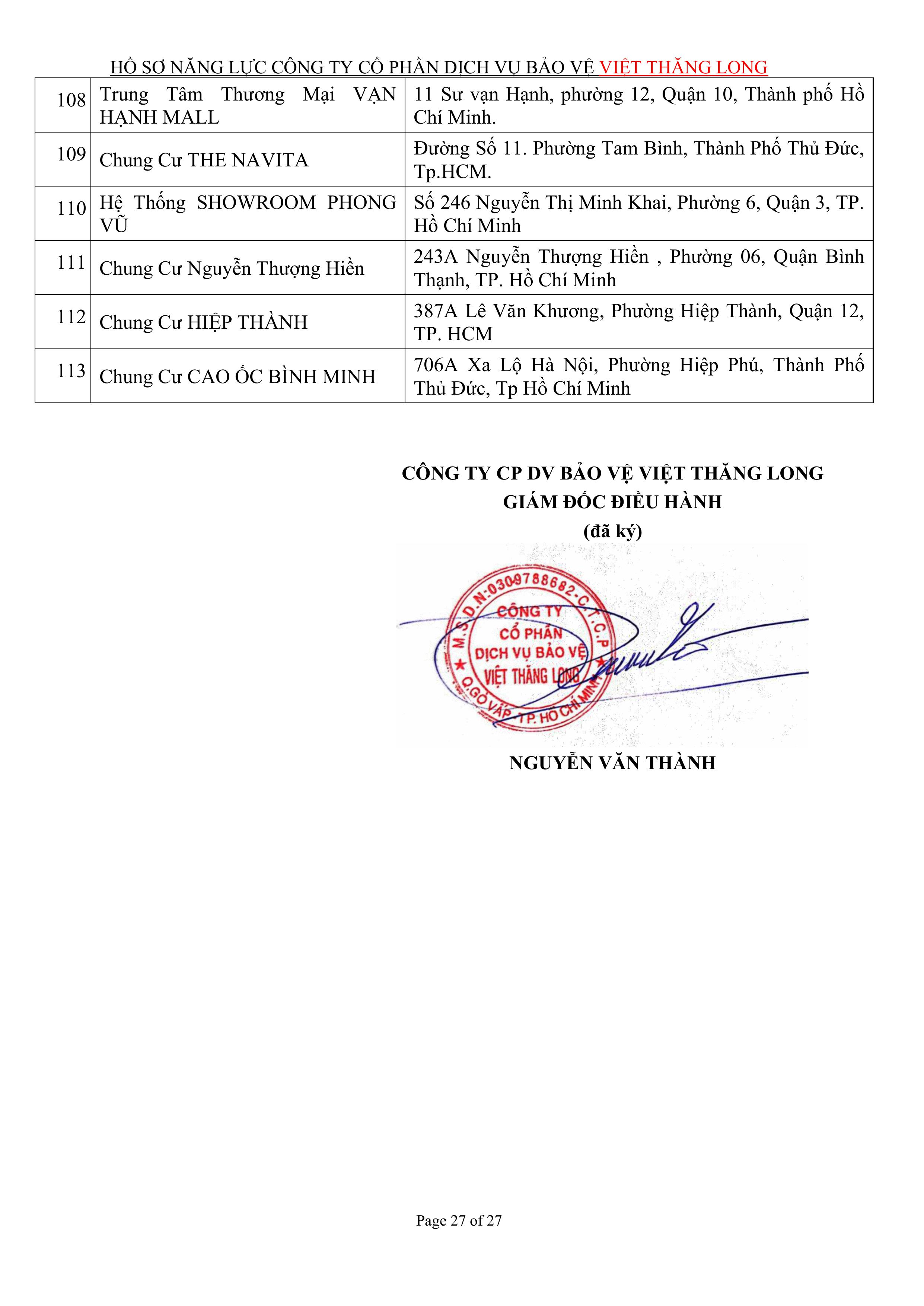 Khách hàng tại dịch vụ bảo vệ Việt Thăng Long